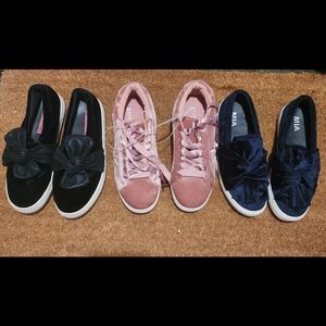 3 pair of ladies slip on sneakers